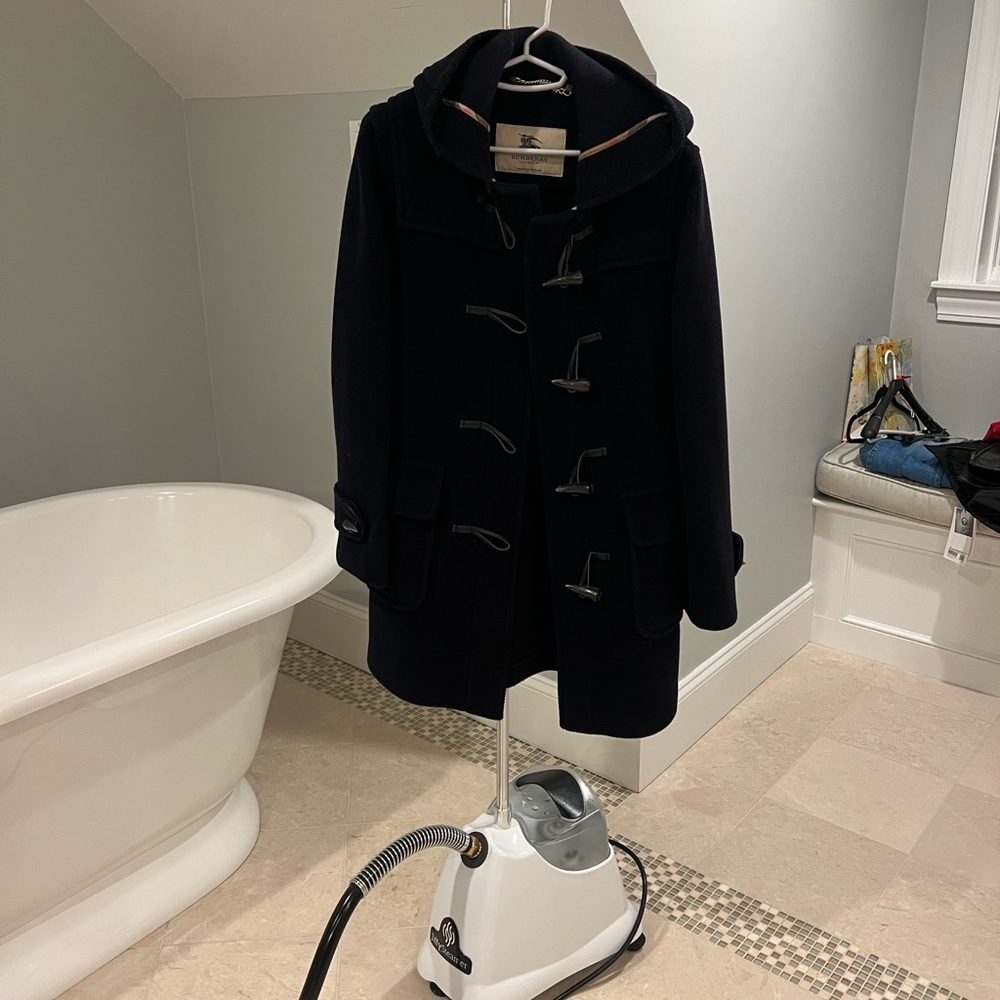 Burberry Navy Pea Coat with Toggle Fastenings